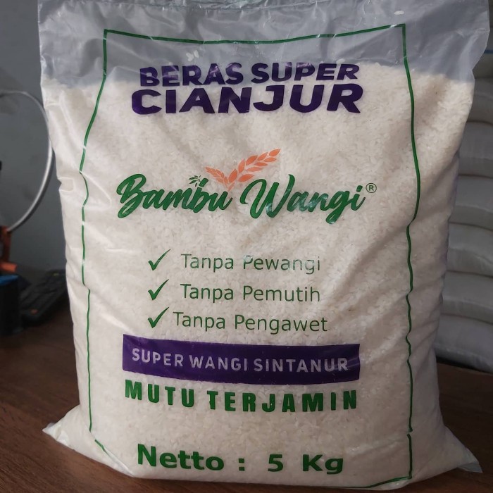 

Lezat- Beras Pandan Wangi Murah - Merk Bambu Wangi 5 Kg