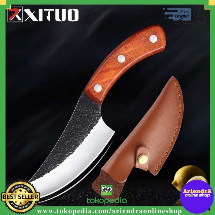 PREMIUM Pisau Dapur Pisau Daging Solid Carbon Stainless Steel 5 Inch XITUO