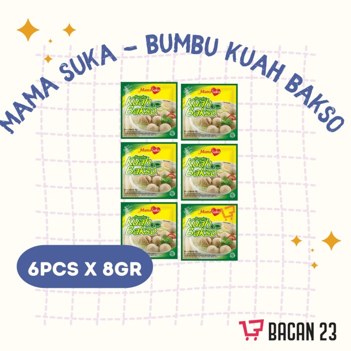 

ET300 MamaSuka Bumbu Kuah Bakso ( 6 Pcs x 8 Gr) / Bumbu Instan - Penyedap Rasa NEW