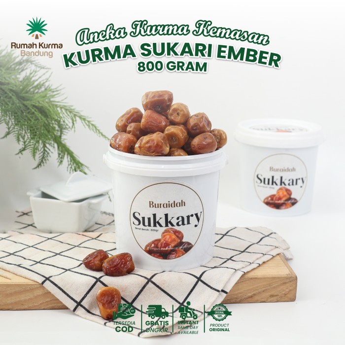 

Lezat- Kurma Sukkary Sukari Original Ember 800 Gram Kurma Raja Basah Lembut