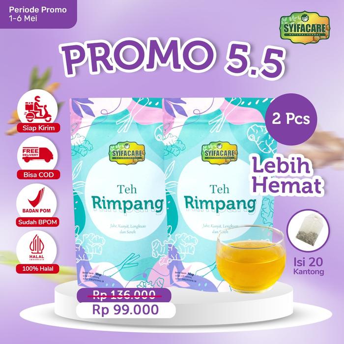 

[BPOM] Paket 2 Pcs Teh Rimpang Syifacare - Minuman Herbal Rempah Jahe Kunyit Lengkuas Sereh - BPOM &