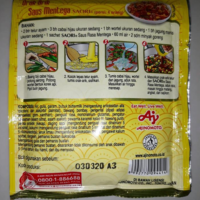 

Lezat- Saus Oriental Saori Saus Mentega 26 Ml X 10 Sacet