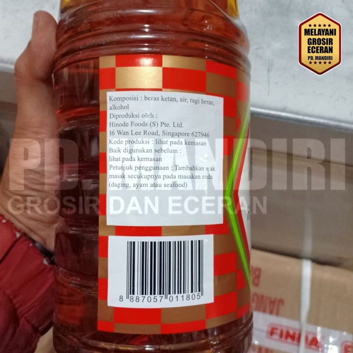 

Lezat- HINODE MIRIN 1.8 L / Arak Masak / Sweet Cooking Sauce / 1,8 L