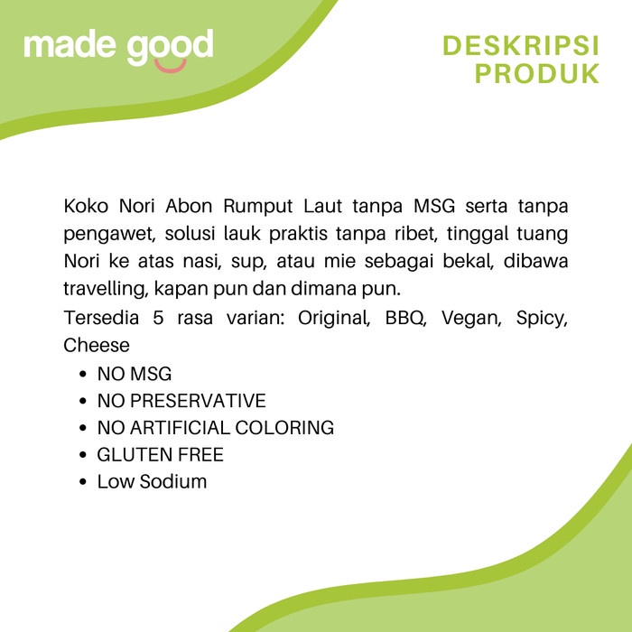 

Abe Food Kokobi Koko Nori - Abon Nori Rumput Laut Tabur 40gr