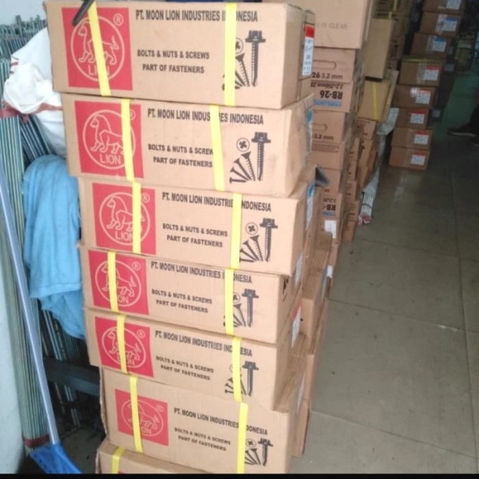 Baut Baja Ringan 10x19 MOON LION/Sekrup Roofing Putih 10x19 MOON LION