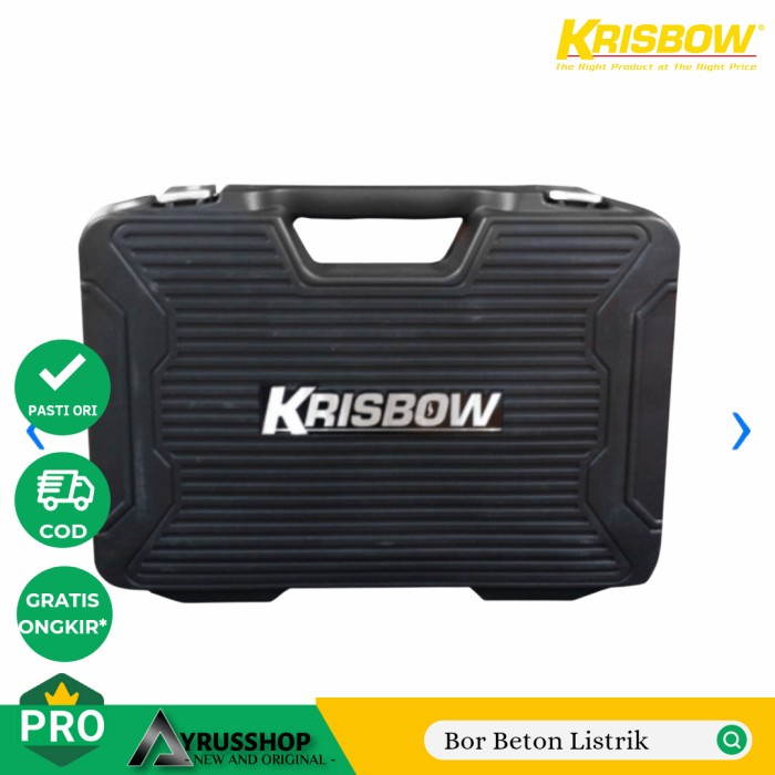 Krisbow Bor Listrik Tembok Beton 13Mm Dengan Toolkit Set 37Pcs