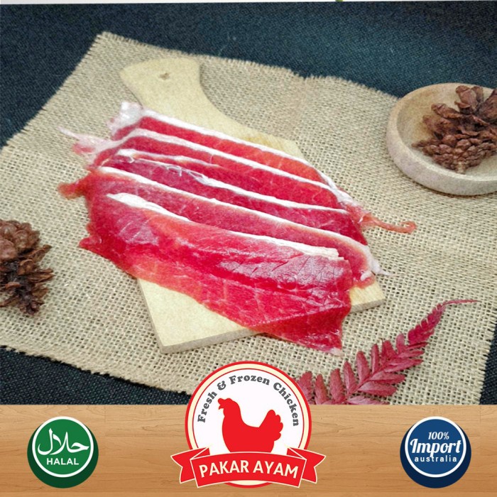 

Lezat- Daging Sapi Slice Tipis Kemasan 500gr. Untuk Teriyaki & Yakiniku