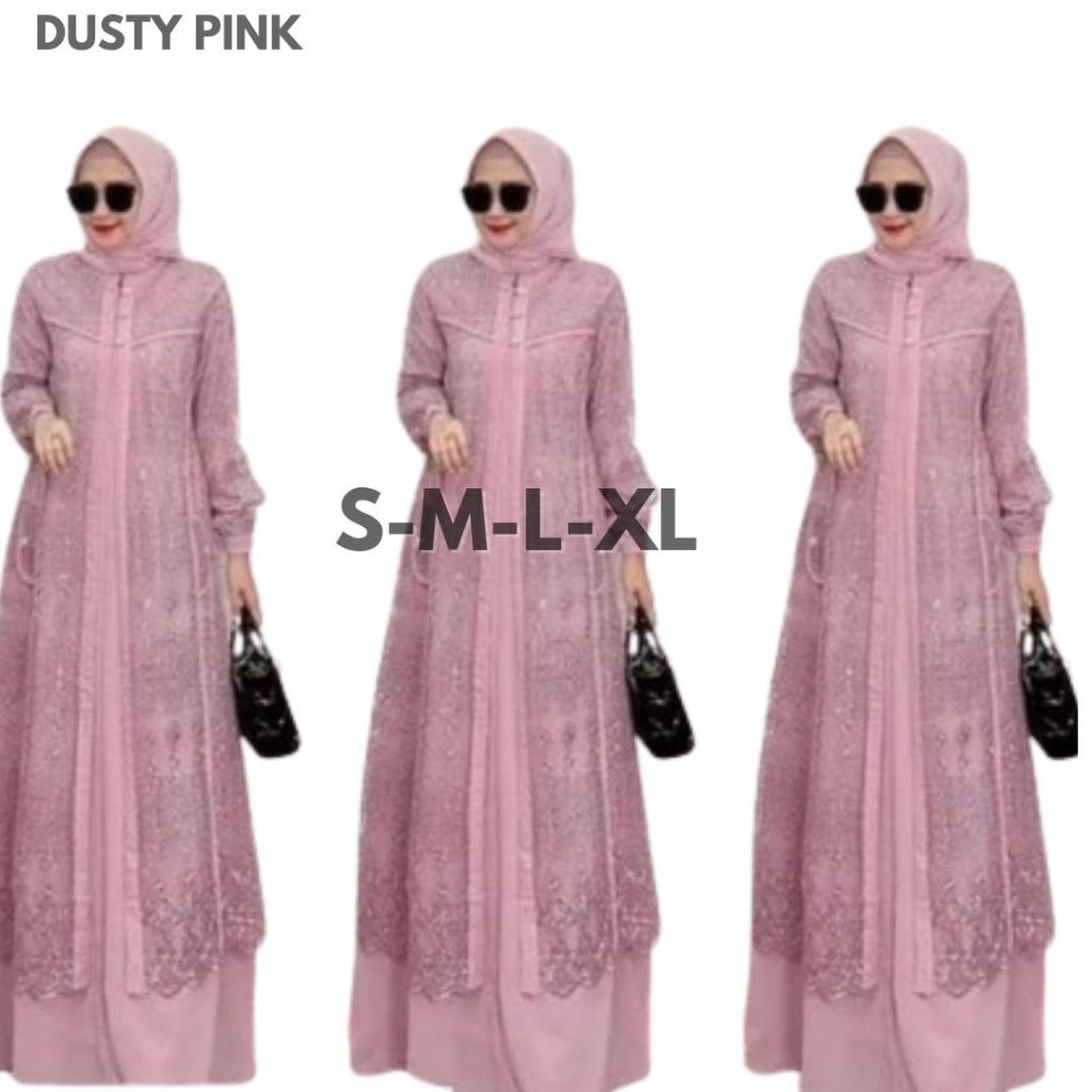 Gamis Wanita Gaun Kekinian Muslimah Remaja Cewek Ghamis Jumbo Brokat Lebaran Dreass Kondangan Dress 