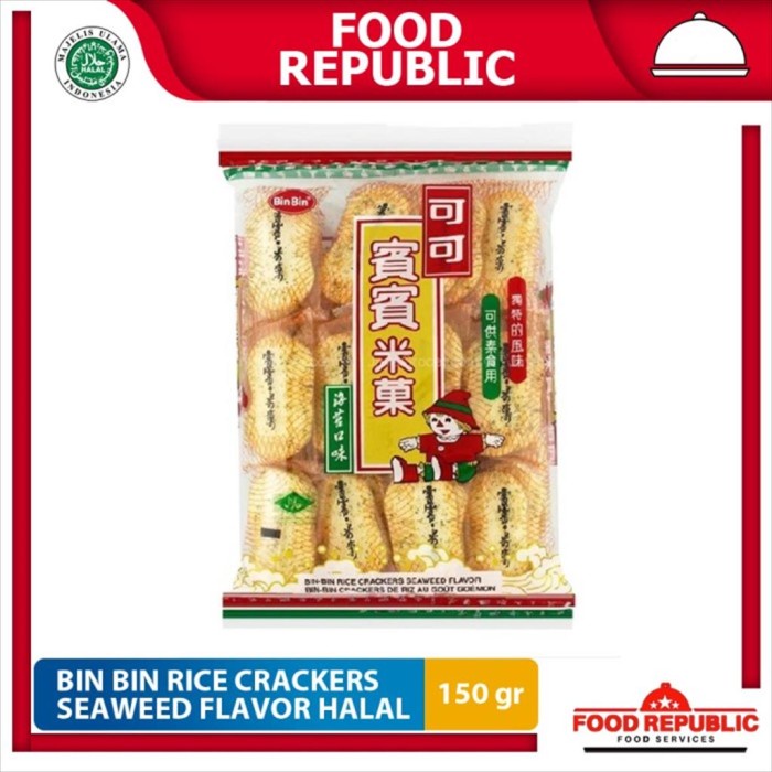 

Bin Bin Rice Crackers Seaweed Flavor 150 Gr Rasa Rumput Laut Non Msg
