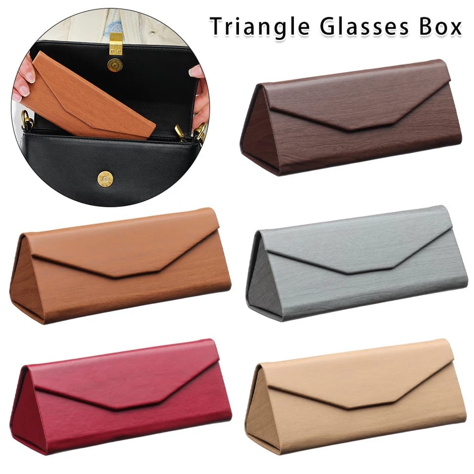 TrendyGaya- viralkan85 KOTAK KACAMATA LIPAT kulit box kacamata hardcase kacamata lipat segitiga ring
