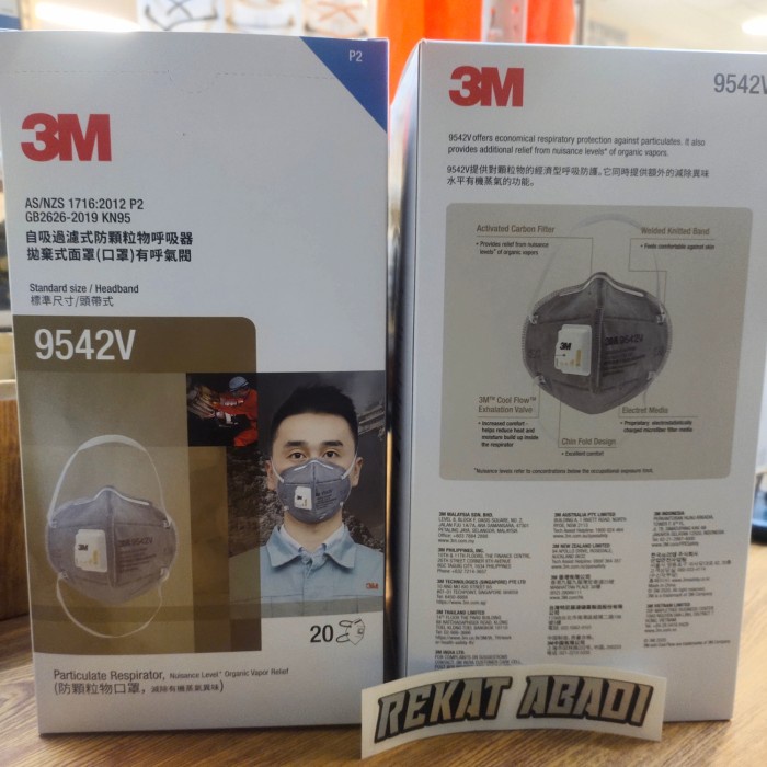Masker 3M KN95 p2 9542V headloop original isi 20 pcs/box