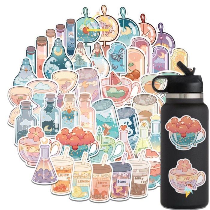 

PROMO! SIMPLE 50PCS DRINK GRAFFITI STICKERS PHONE STATIONERY LAPTOP LUGGAGE D