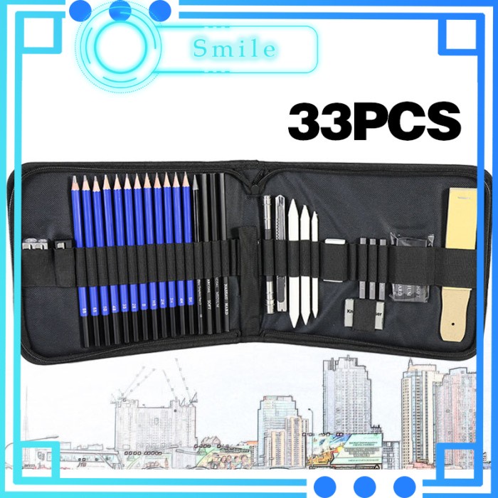 

Pensil Pisau Penghapus dan Pensil Gambar Keperluan Sekolah 33PCS/Set