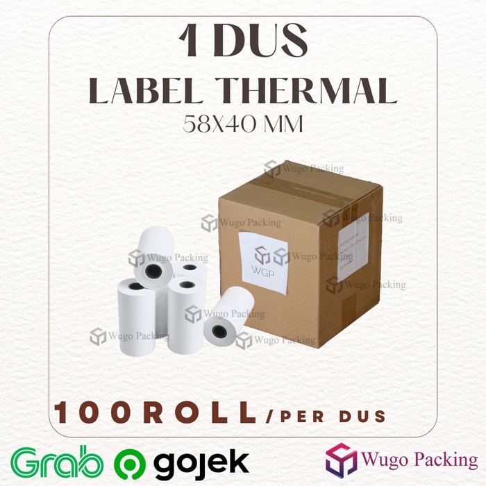

kertas thermal 58 x 40 mm 1 Dus isi 100 Roll Struk Kasir POS
