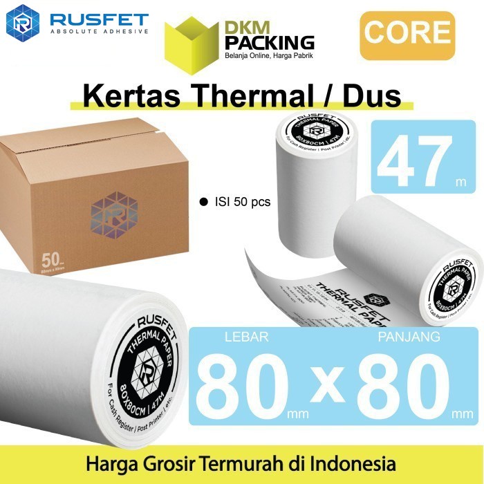 

Kertas Thermal Paper Core Printer Resi Termal Barcode POS 80x80mm DUS