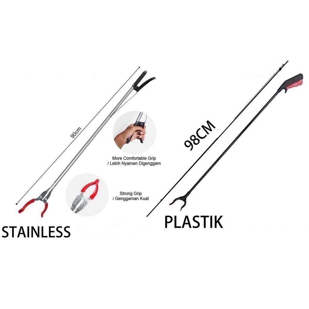 Grab Stick Silver Stainless & Grab Stick Plastik / Alat Penjepit Sampah & Penangkap Ular
