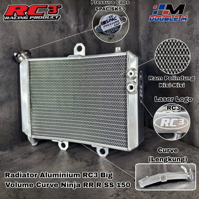 Radiator Almu Aluminium RC3 Gambot Big Volume Curve Ninja RR ZX R SS 150 not BPro Qtt