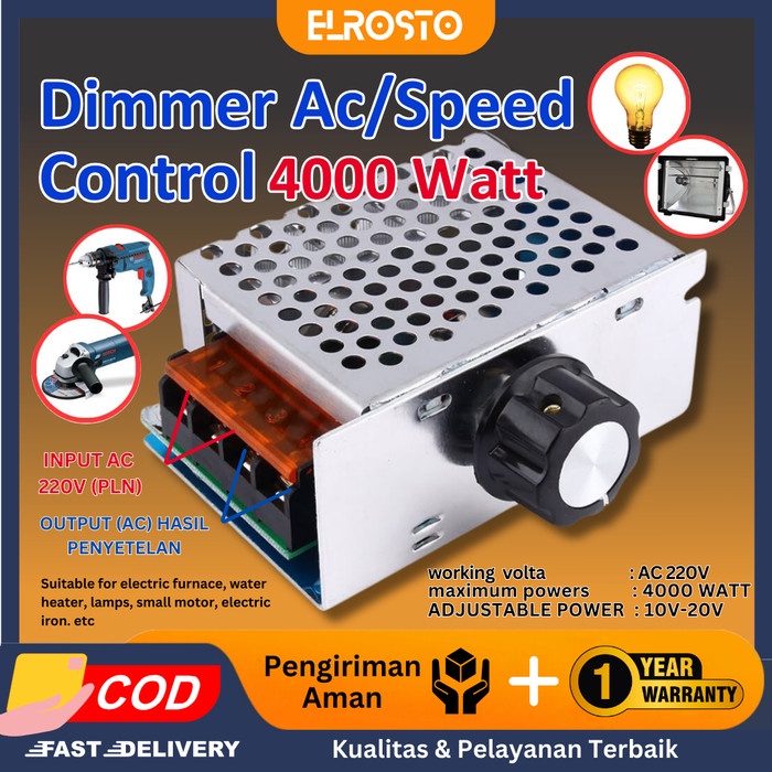 Dimmer Scr 4000W Motor Speed Controller 220V Ac + Digital Display