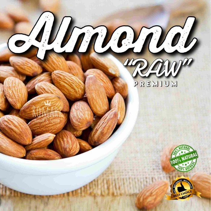 

(TopSeller) KACANG ALMOND MENTAH 500gr RAW WHOLE ALMOND NOT ALMOND ROASTED 500gr