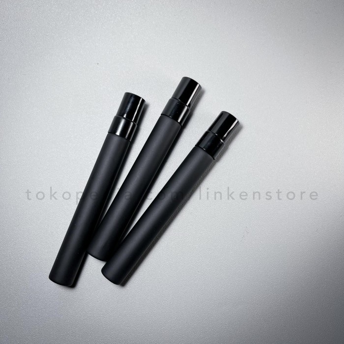 Botol Spray 10ml Kaca HITAM DOFF Tutup Metal / Aluminium Parfum