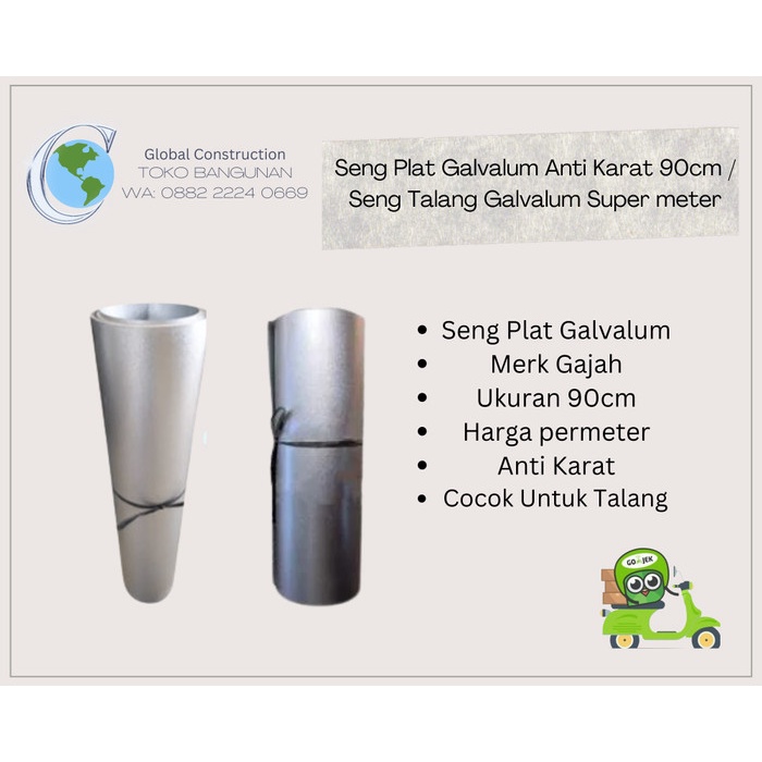 Seng Plat Galvalum Anti Karat 90cm / Seng Talang Galvalum Super meter