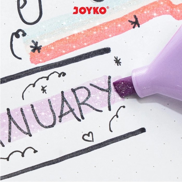 

[Set] Highlighter Glitter / Penanda 6 Warna Pastel - Joyko Hl-86-6 Murah