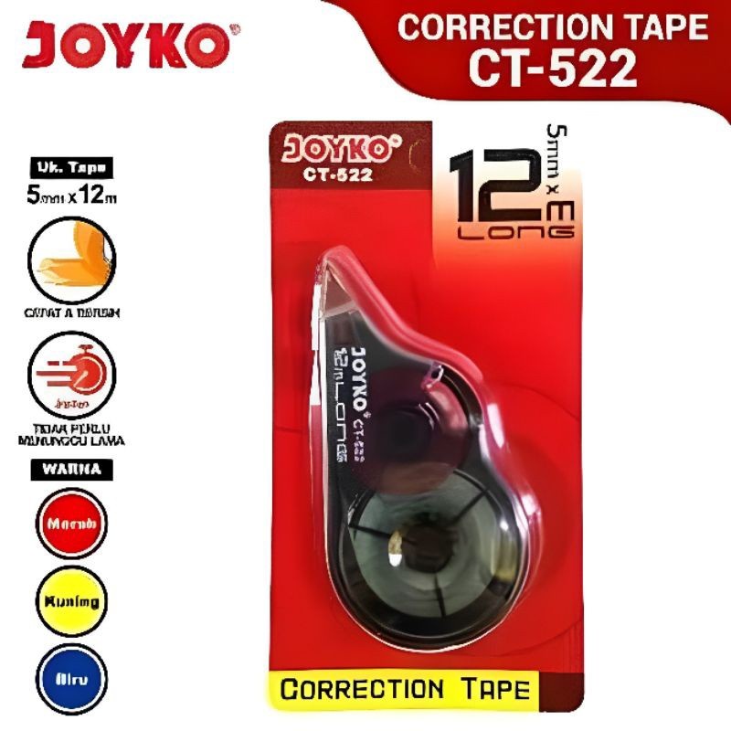 

Correction Tape Joyko Ct-522 12Meter (1Pak/12Pcs)
