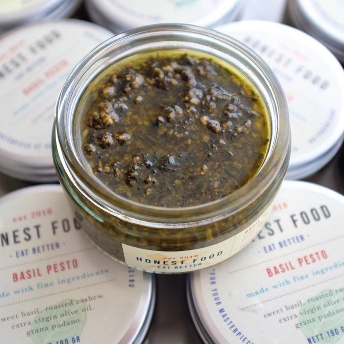 

Basil Pesto Honestfood - Selai Basil Pesto, Saus Pasta, Bahan Masakan Dressing Sauce Lada Olive oil