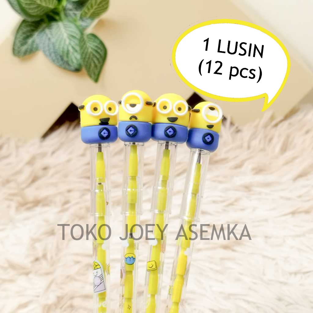 

(12 PCS) PENSIL SUSUN MINION BENSIA LANTU DAPAT DIISI ULANG PENCIL PELURU