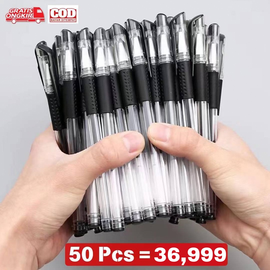 

(BISA COD) 50 pcs Pena Tanda Tangan Ujian, Pena Gel, Pena Khusus Siswa, Tinta Hitam Biru Merah,