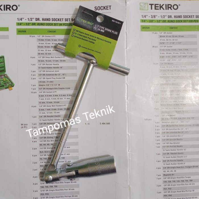 Kunci Busi 16mm Tekiro Model T Flexible Kunci Busi Mobil Motor Tekiro