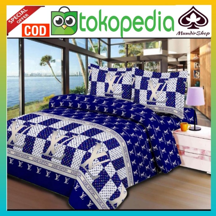 Terbaru- sprei 200x180 motif LV NAVY terbaru sprai kintakun homemade promo COD