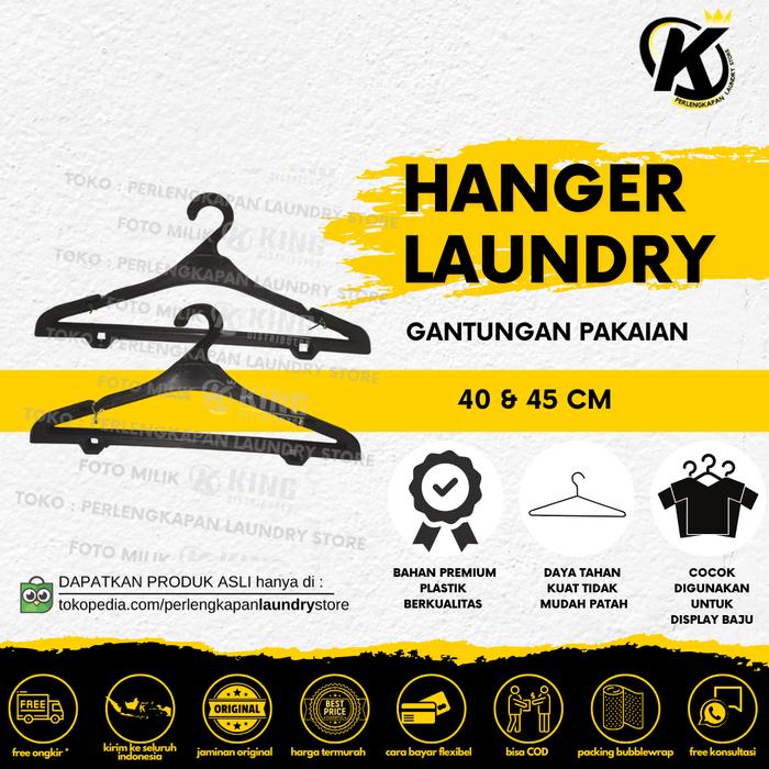 Lengkap- Hanger Laundry Plastik Polos 40cm & 45cm