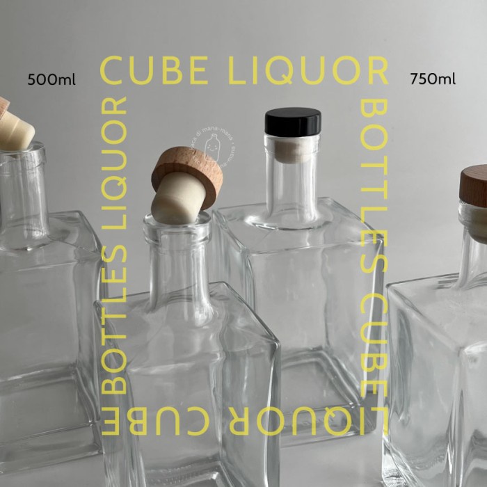 (Expert) Botol kaca - The Cube Liquor Glass Bottle - Botol Liquor