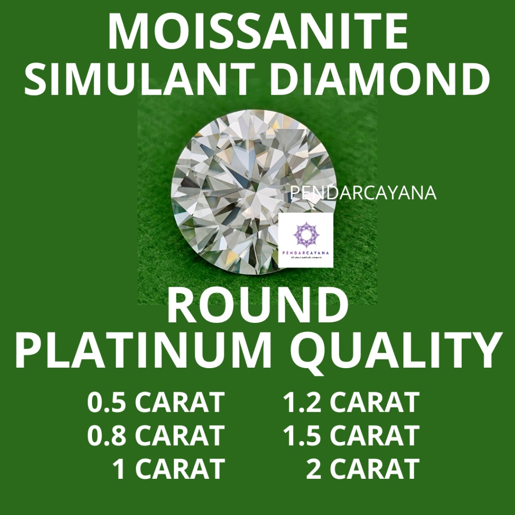 UM1 MOISSANITE SIMULANT DIAMOND 0.5 CARAT - 2 CARAT ROUND PLATINUM QUALITY