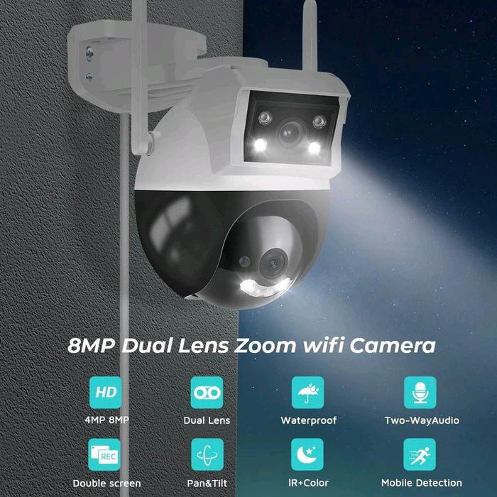 Kamera CCTV OUTDOOR V380 / V380PRO DUAL LENSA IP KAMERA CCTV WIFI WATERPROOF Led Ponsel Camera