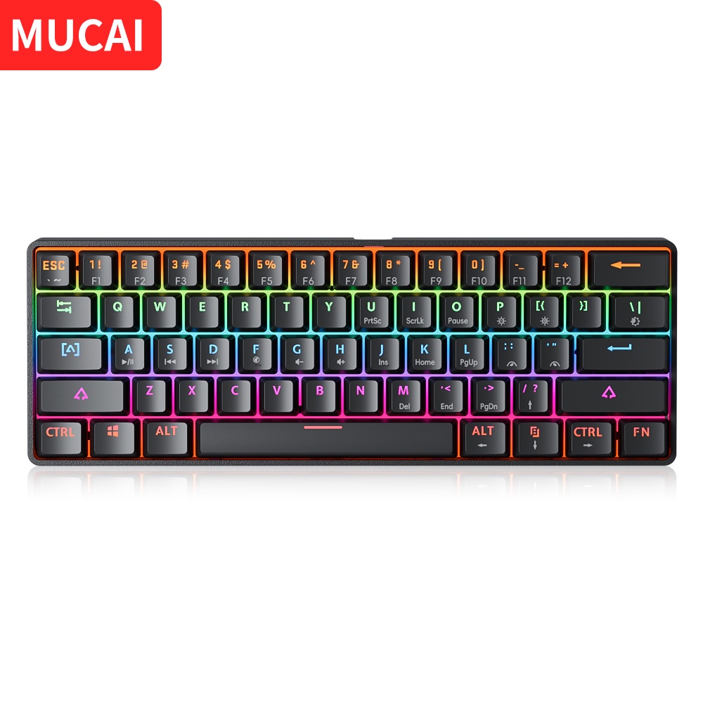 Mucai Mk61 Usb Gaming Mechanical Keyboard 61 Keys Red Switch Wired Detachable Cable Rgb Backlit Hot