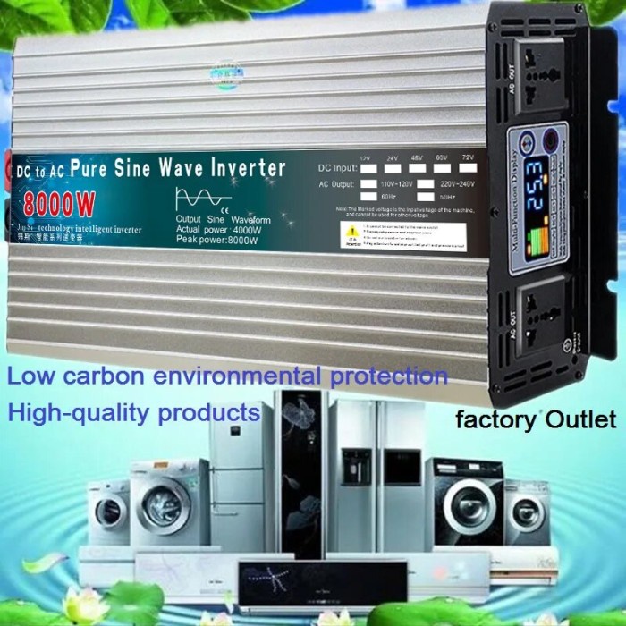 Pure Sine Wave Inverter 12V/24V/48V/60V to 110V 220V 6000W 8000W