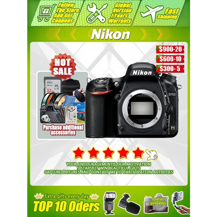 Nikon D750 DSLR Camera Body Full frame full HD professional SLR