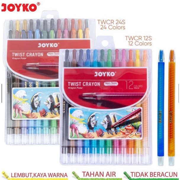 

IK! TWIST CRAYON PUTAR JOYKO TITI TWCR-12S 12 Warna Colors TWCR 12 SET PASTEL KRAYON TIDAK BERACUN