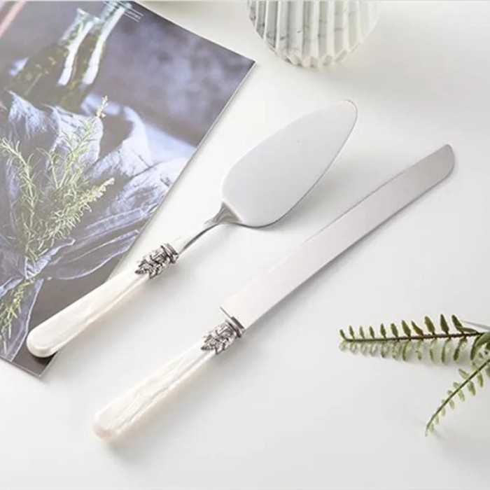 2pcs Wedding Cake Knife and Serve set Acrylic Handle Dessert Pizza