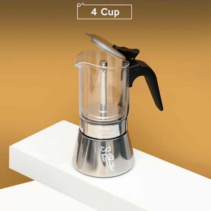 

4 Cup Mokapot Chiaro Stainless 200ml Mokapot Kaca Induksi Coffee Maker