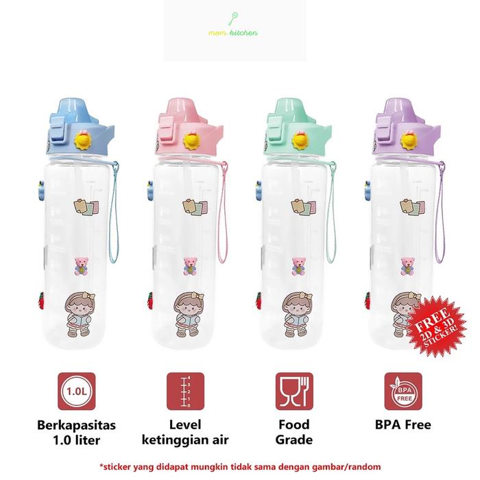 serba- BOTOL VIRAL BENING /BOTOL MINUM FREE SEDOTAN /BOTOL POLOS 1 LITER FREE STICKER Bottles