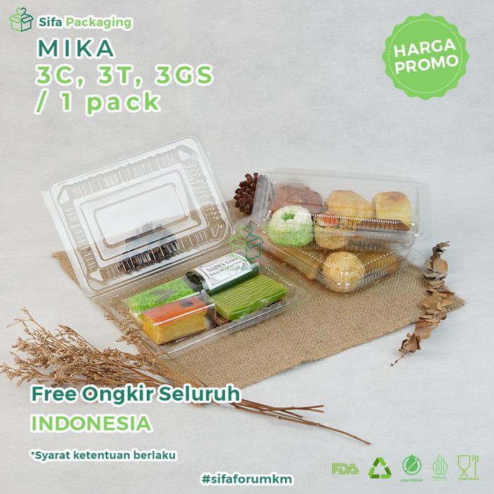 ada- Mika Plastik 3C 3T 3GS Kotak Besar Isi 100Pcs Mika Kue Basah Makanan Jajanan Pasar Kue Sus