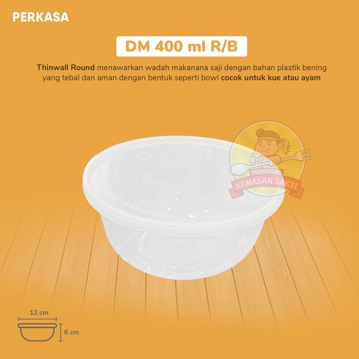 ada- Thinwall 400 ml / Mangkok Plastik / Mangkok Makanan 400 ml Tutup Datar