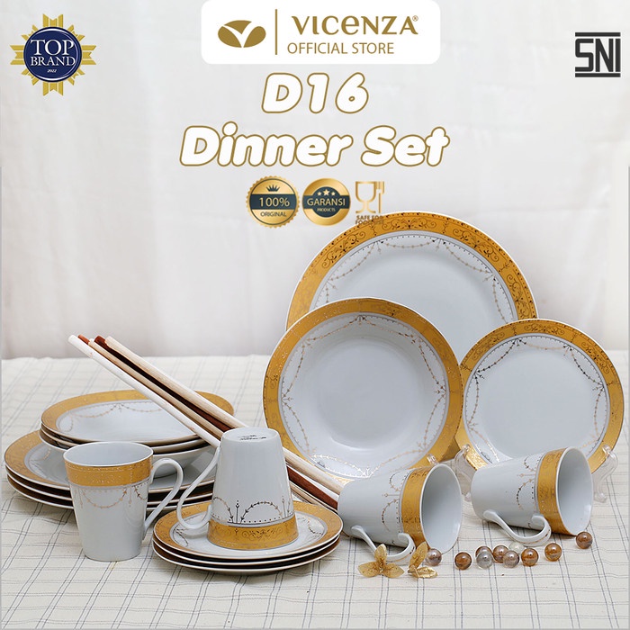 LengkapMurahCepat- Vicenza Dinner Set Perangkat Makan Piring Gelas D16 Motif Padi