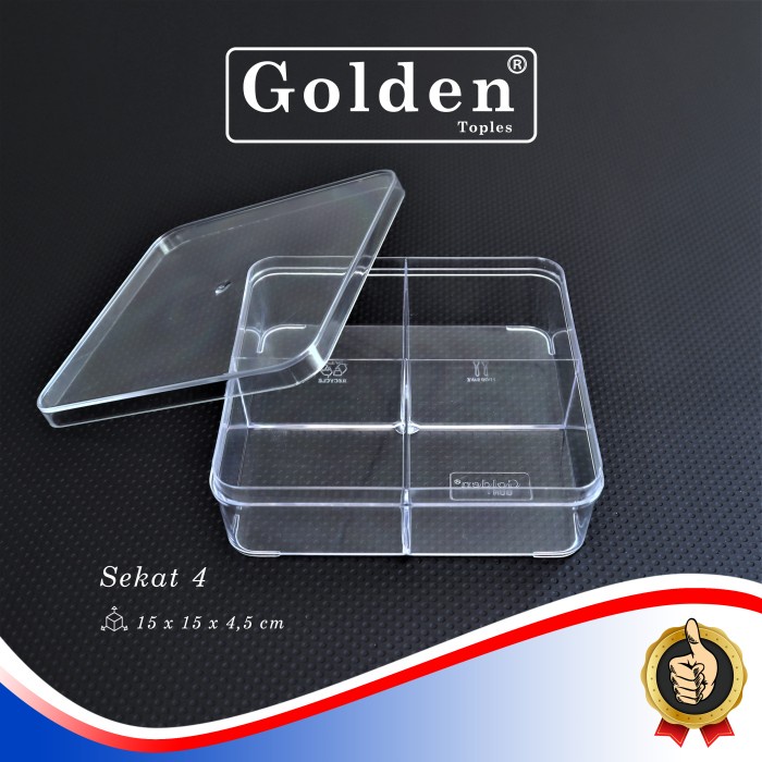 ada- Toples Persegi Sekat 4 / Toples Sekat 4 500Gr / Toples Golden
