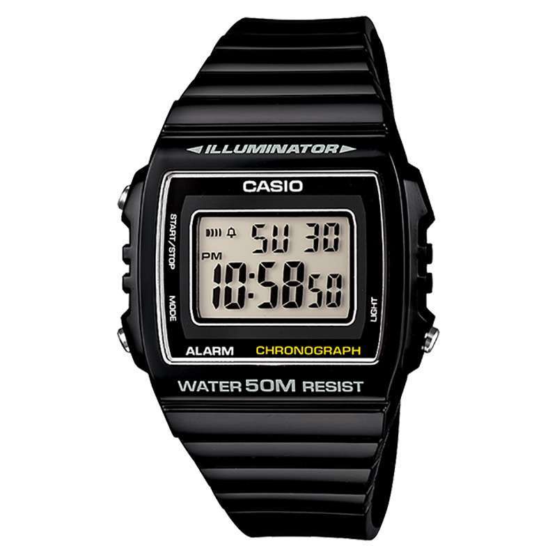 Jam Tangan Pria Casio General W-215H-1AVDF WR 50M Digital Dial Black Rubber Band *