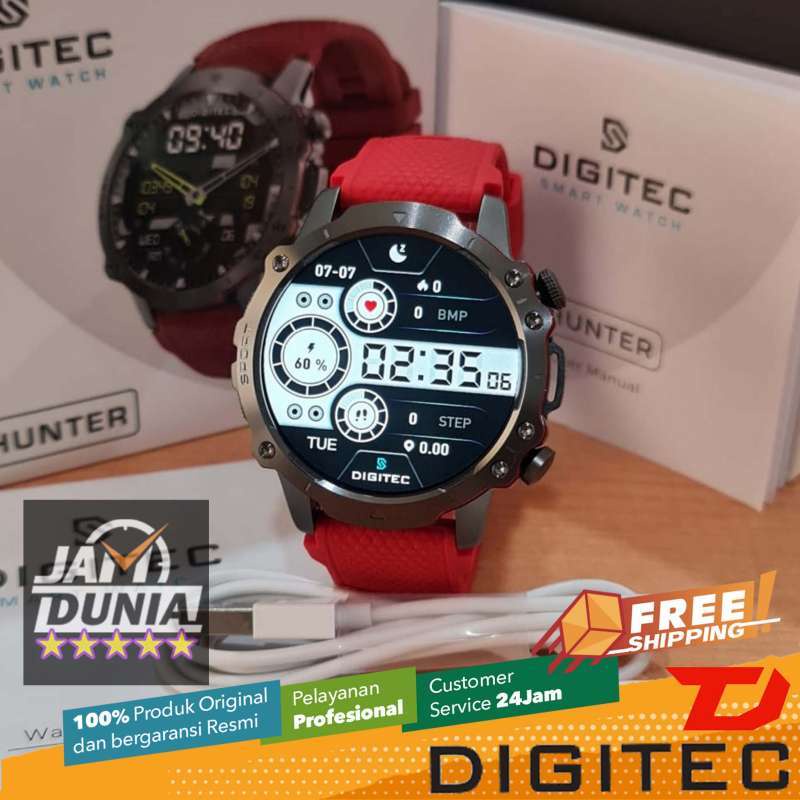 DIGITEC ORIGINAL SMARTWATCH PRIA HUNTER MERAH HUNTER JAM TANGAN DIGITAL PRIA JAM DIGITAL PRIA JAM