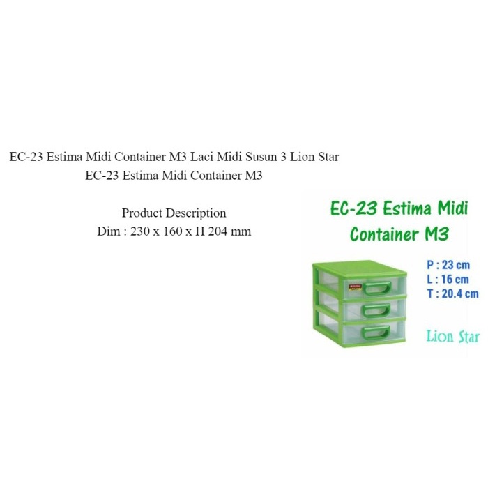 siapkirim- EC-23 Estima Midi Container M3 Laci Midi Susun 3 Lion Star